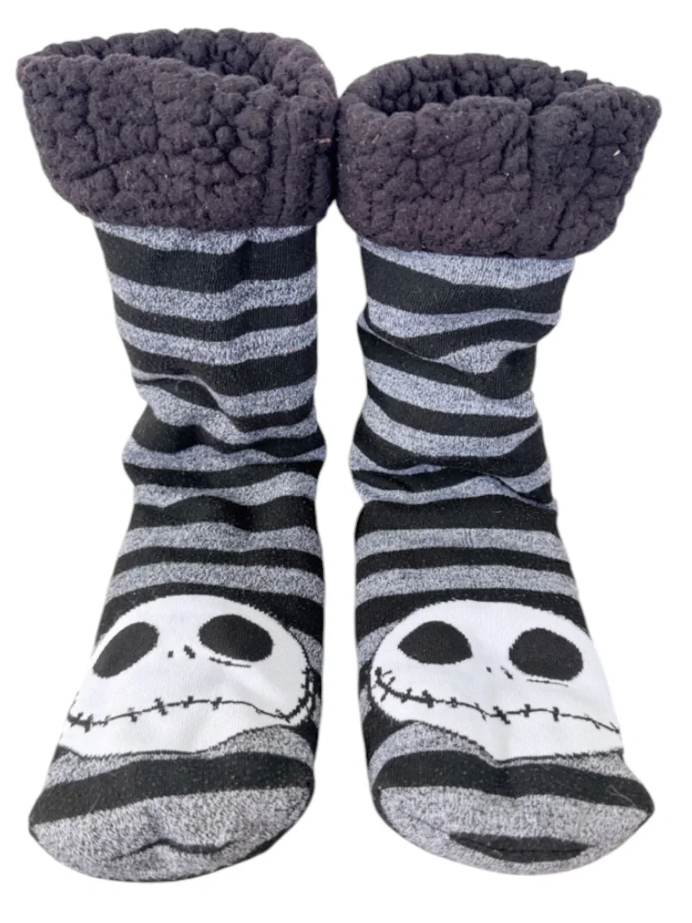 Disney Nightmare Before Christmas Jack Skellington black stripe fleece socks